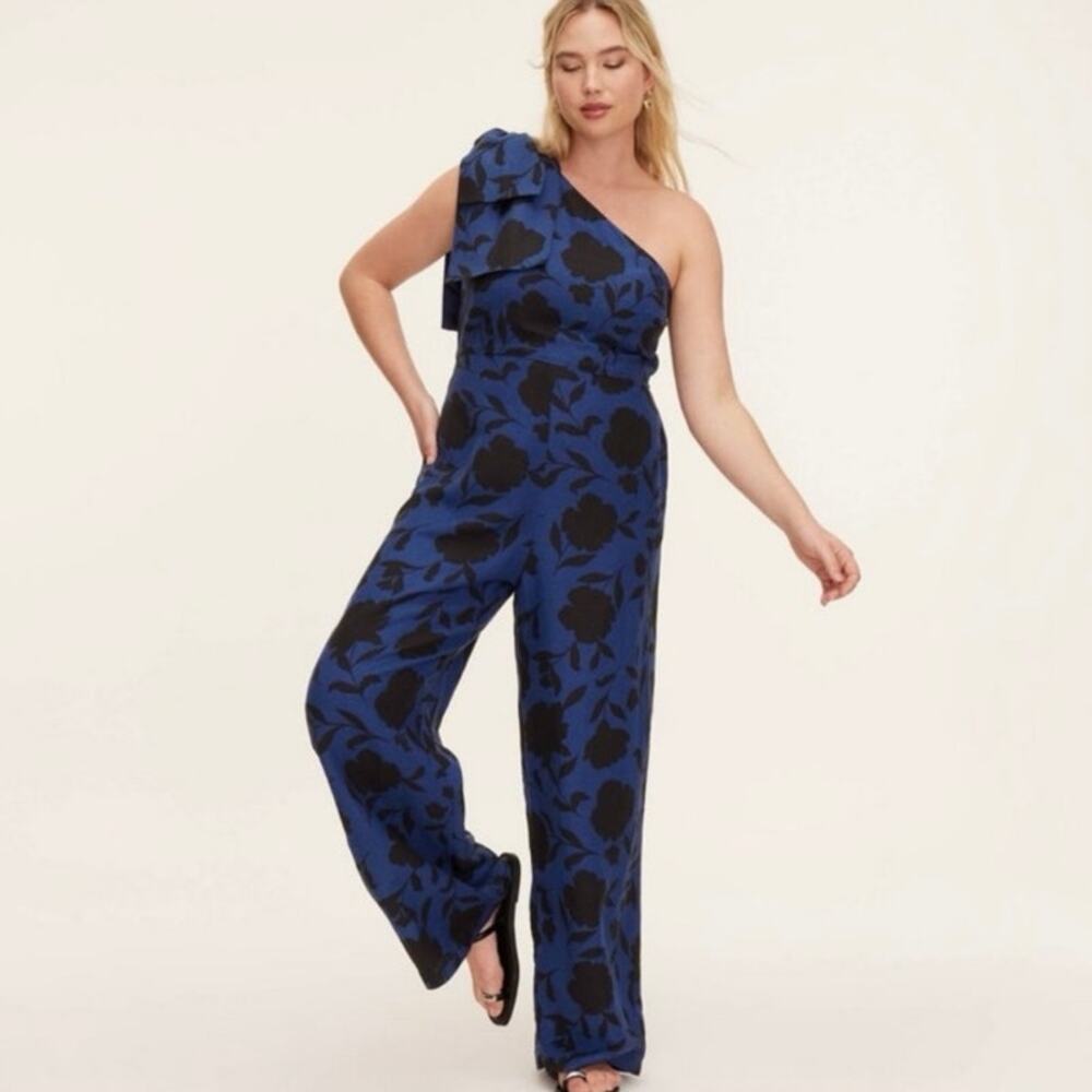 Kate Spade New‎ York X Target One Shoulder Blue Black Jumpsuit Women's Size 16